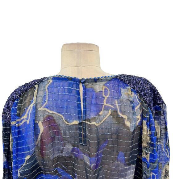 Anthropologie Bl-nk London Senta Top Floral Print Sequin Sheer Plus Size 1X - Picture 11 of 16